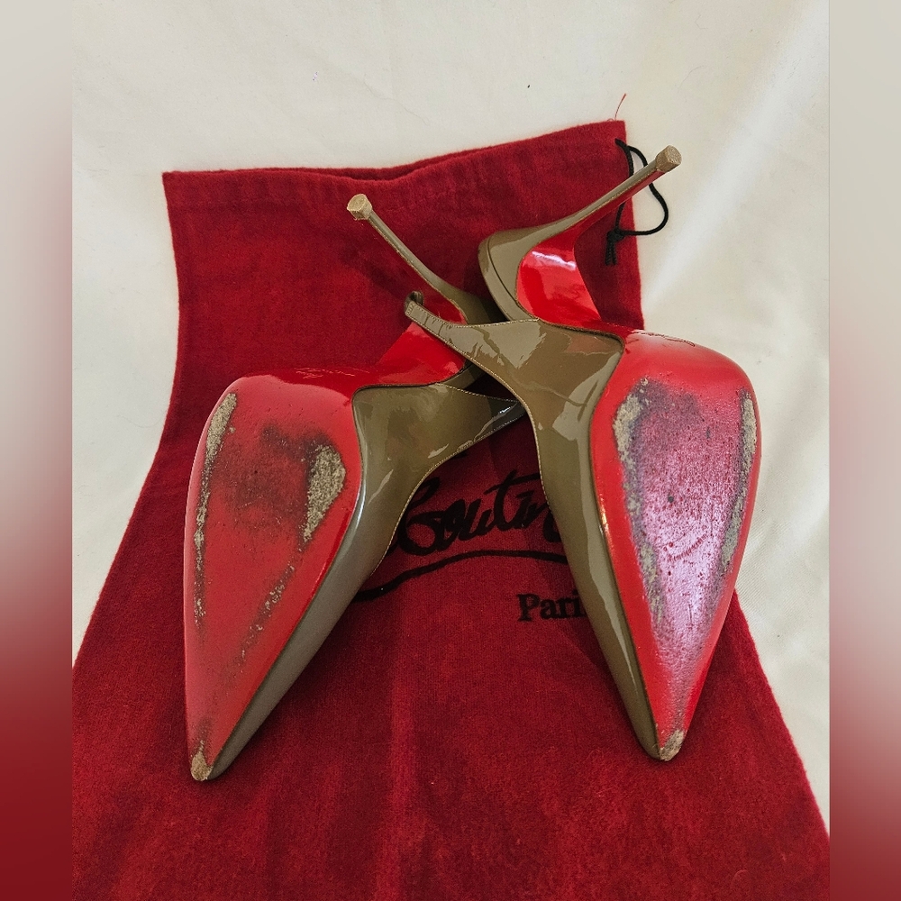 Christian Louboutin Olive Slingback Heels - Picture 5 of 7